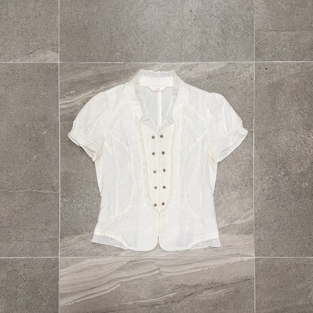 Ivory oriental double button pleats bl