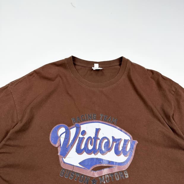 VTG 빈티지 브라운 센터 로고 반팔 티셔츠 (XL)