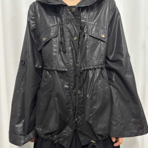 caprine hood button jacket