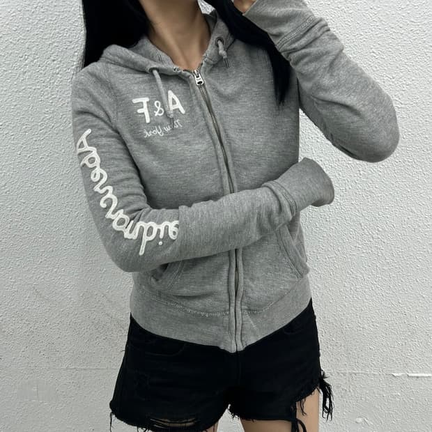 아베크롬비 사이드로고 그레이 후드집업 S
