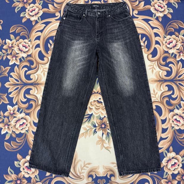 (L)토피 TOFFEE 흑청 와이드 데님팬츠