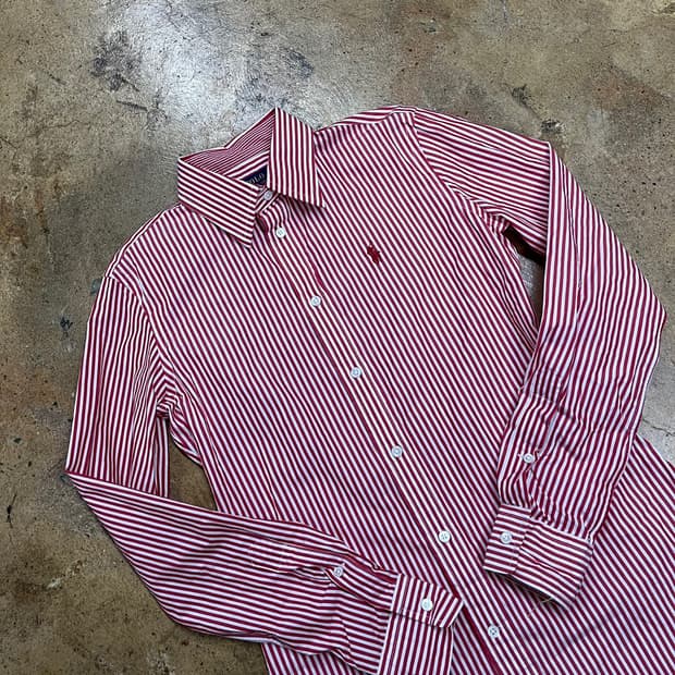 [정품/0] 폴로 랄프로렌 스트라이프 셔츠 레드 b10