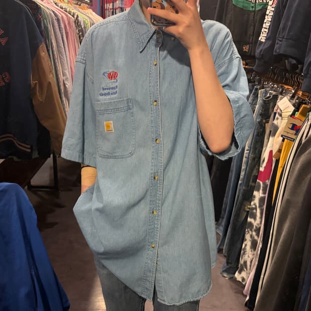 [IM] Carhartt 칼하트 데님 반팔 셔츠 연청