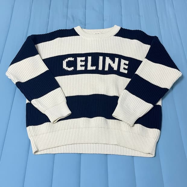 셀린느 스트라이프 리브드 울 로고니트