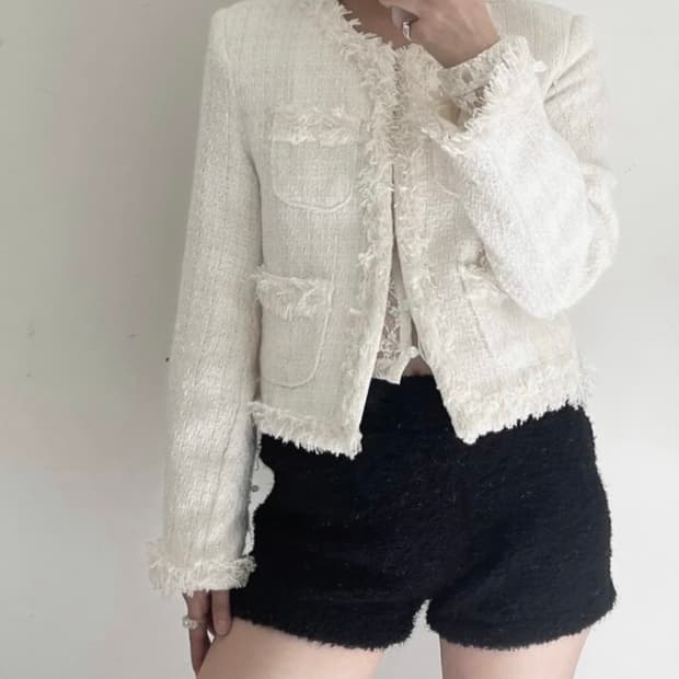 투밍 이네기 오도어 블랙 트위드 자켓