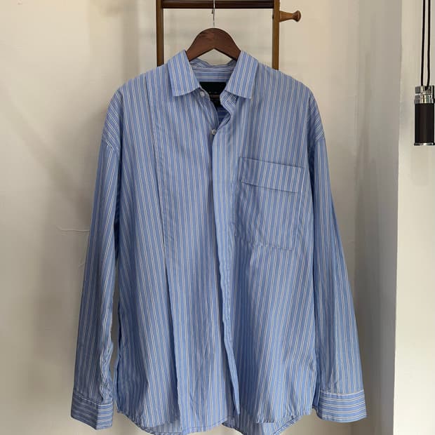 GARMENT LABLE 스트라이프 오버 셔츠