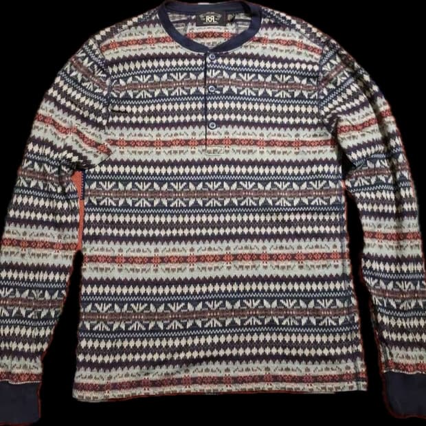 rrl 자카드 헨리넥 m