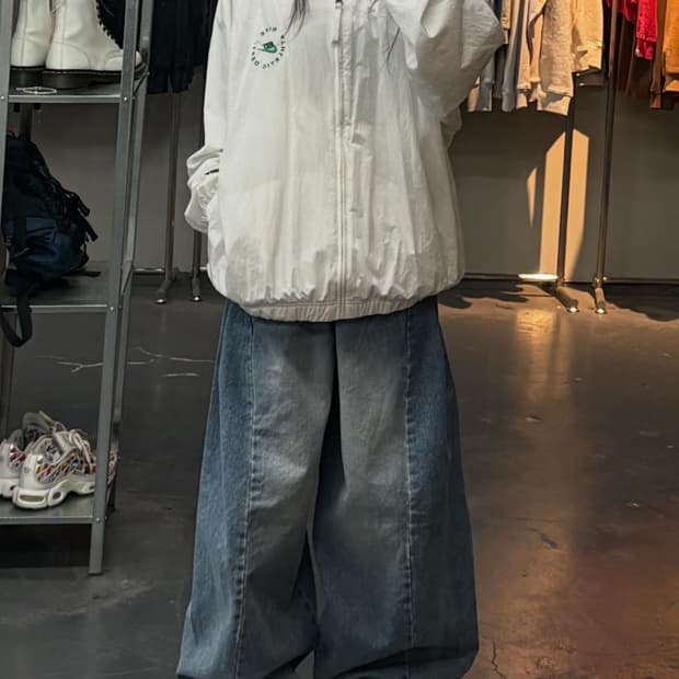 나이키 우븐 백로고 화이트 바람막이 자켓 A3162