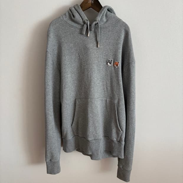 메종키츠네 더블 폭스 그레이 후드티 M