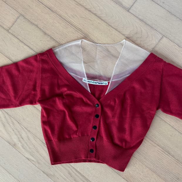 알렉산더왕 시스루 가디건 레드 S