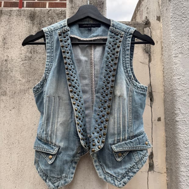 Punk stud denim vest