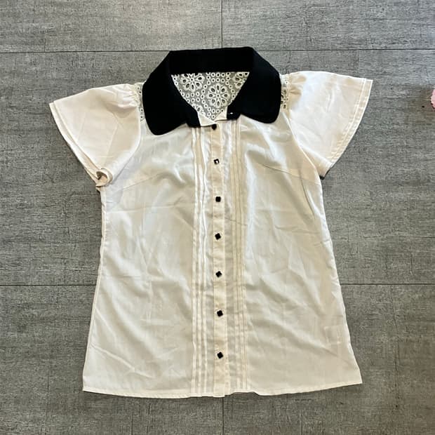 일본빈티지 하구미모리걸 달천깔페어리 퍼퓰럼 반팔블라우스