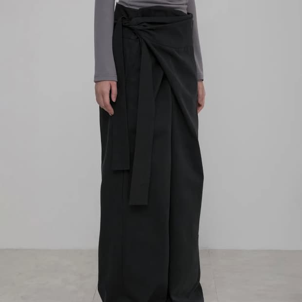 플레어업 Layered Wrap Trousers (FL-255_Black