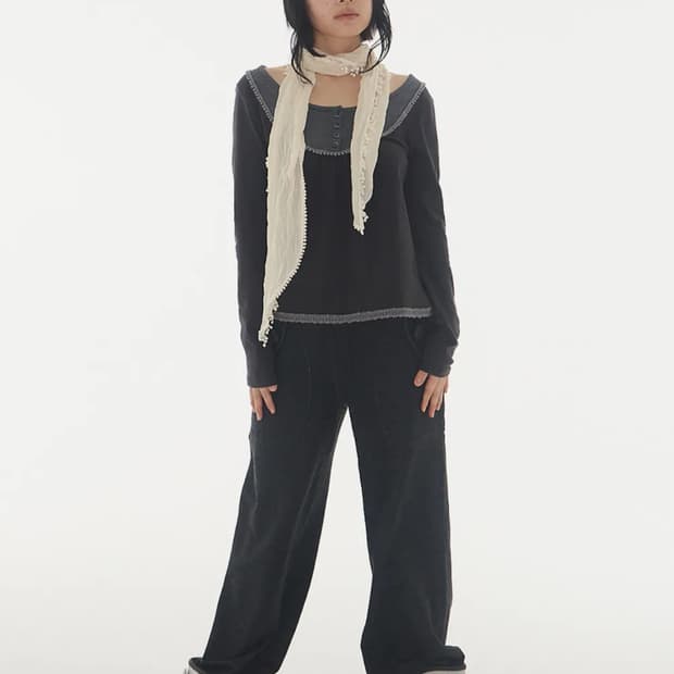 (구함) Roll-Up Button Pants Charcoal
