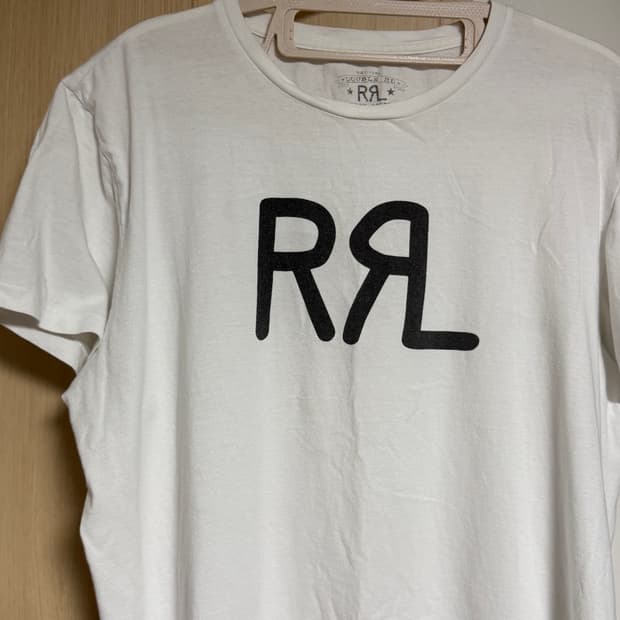 더블알엘 RRL 화이트 로고 반팔티 L