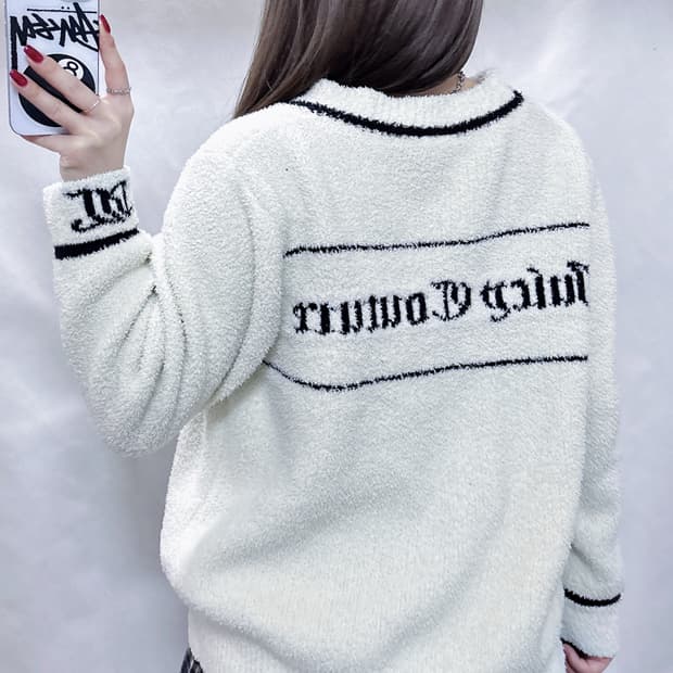 쥬시꾸띄르 크림 빅로고 테리 가디건 