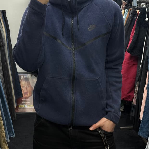 나이키 테크팩 네이비 남색 후드 집업 하이넥 후디 런닝 트랙 L 100