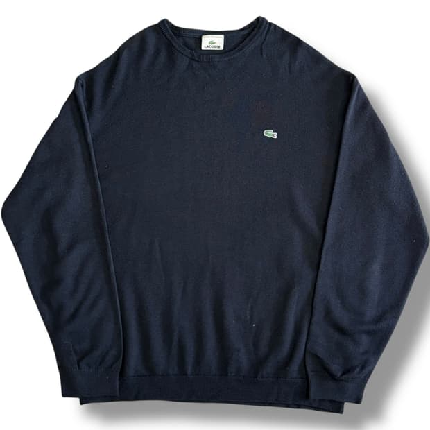 Lacoste 로고자수 블랙 라운드넥 니트