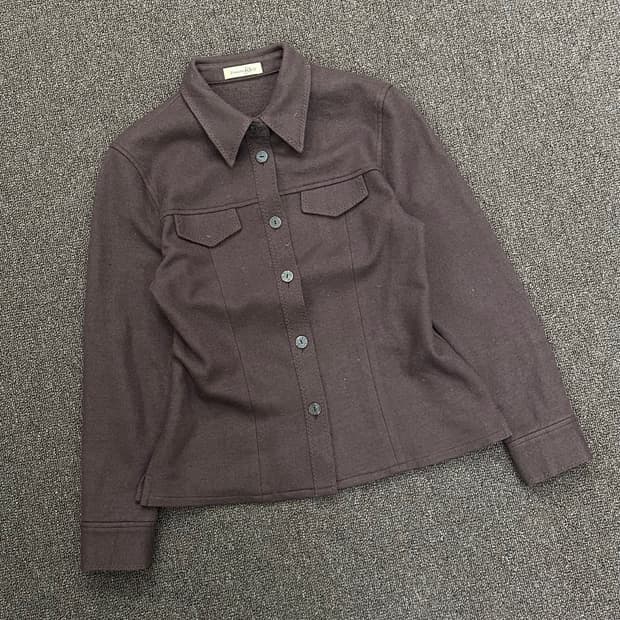 OS)Japanese vintage 여성 브라운 울 셔츠 자켓