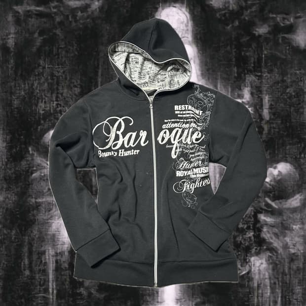 Y2K punk 레터링 후드집업