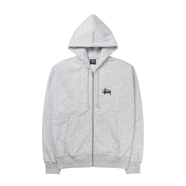 스투시 베이직 후드집업 애쉬헤더 S