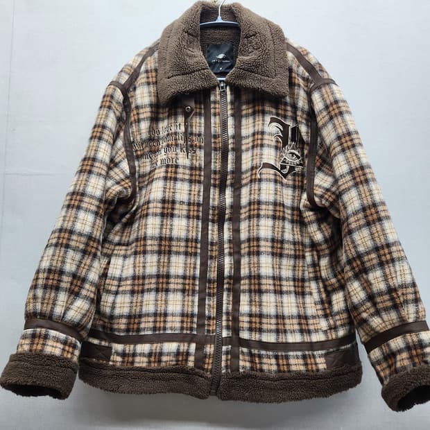 JHYQ 타탄체크 쉐르파 자켓 M(L)