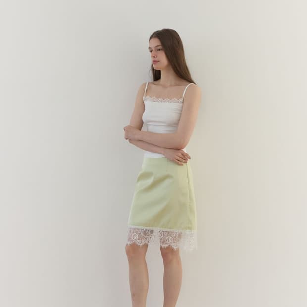 아수라 lace satin skirt 레이스 새틴 스커트