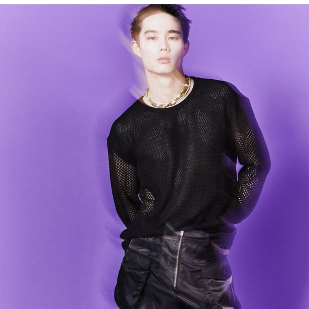 [XL]앤더슨벨 델렌 네트 크루넥 스웨터 블랙