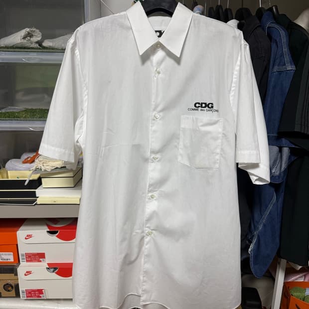 CDG 숏슬리브 셔츠 화이트 L사이즈
