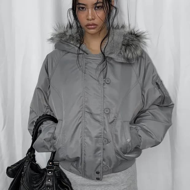 블랙업 누닐 퍼트리밍 점퍼