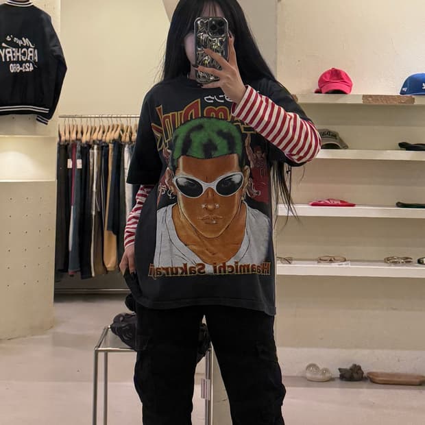 빈티지 슬램덩크 강백호 프린팅 반팔 티셔츠 U1618