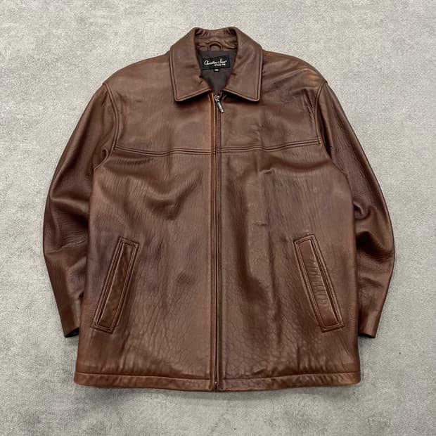 100 빈티지 양가죽 브라운 집업 레더자켓