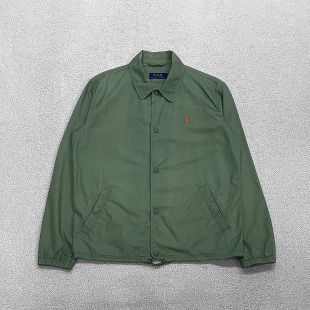 폴로 랄프로렌 포니 로고 포플린 코치 자켓 카키