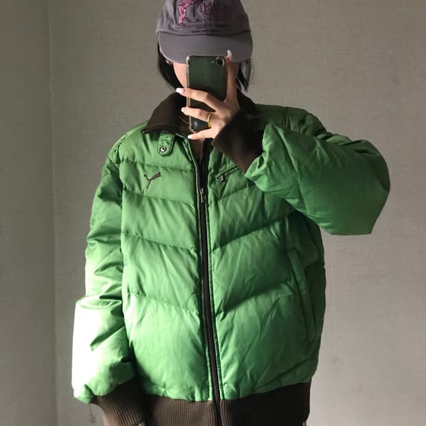 푸마 그린 브라운 패딩