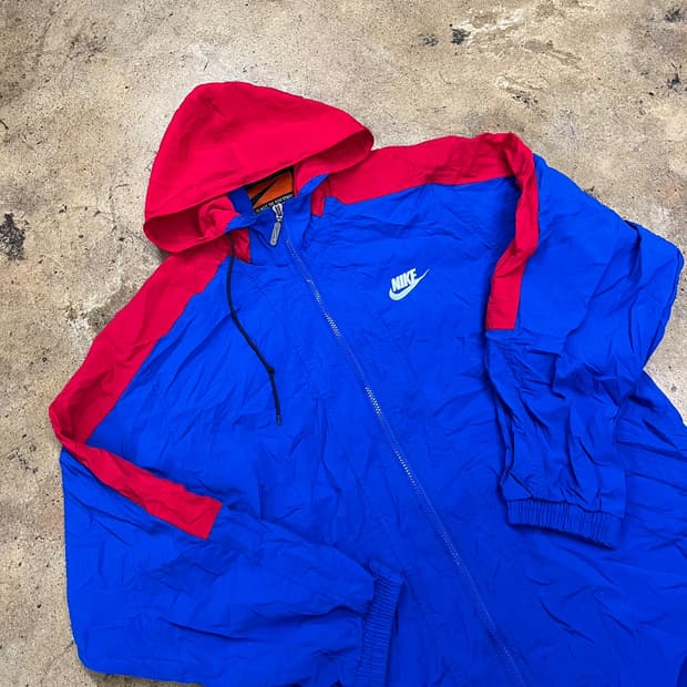 [정품/95] 나이키 바람막이 자켓 블루 레드 후드 b14