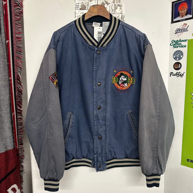 90‘s 디즈니 미키 데님 바시티자켓