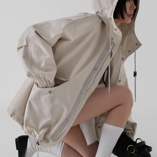 어텀 포드 후드야상 점퍼 라이트베이지
