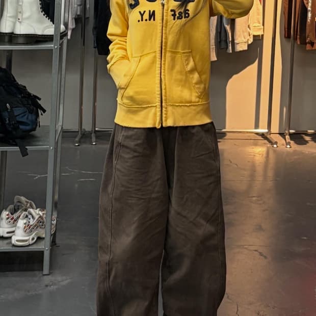 아베크롬비 옐로우 자수로고 후드집업 A3254