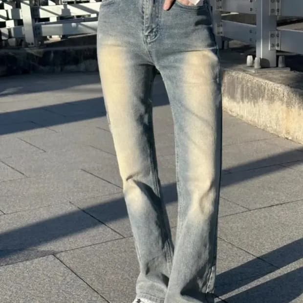 빈티지 연청 워싱 데님 바지