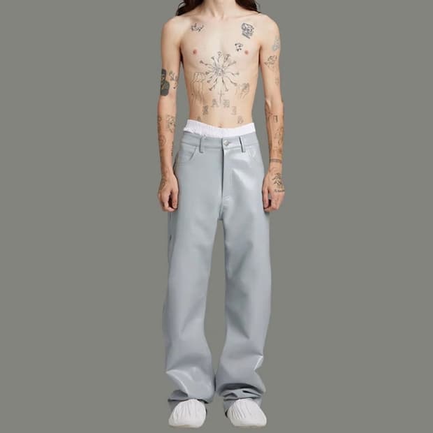 (M) 엔타이어스튜디오 WET 레더 팬츠 와이드