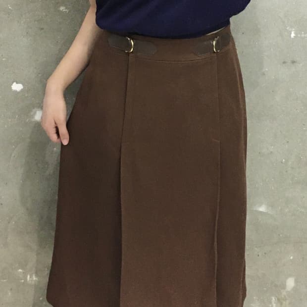 Celine 셀린느 브라운 울 미디 스커트