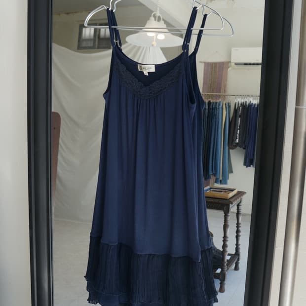 Navy Tiered Slip Dress