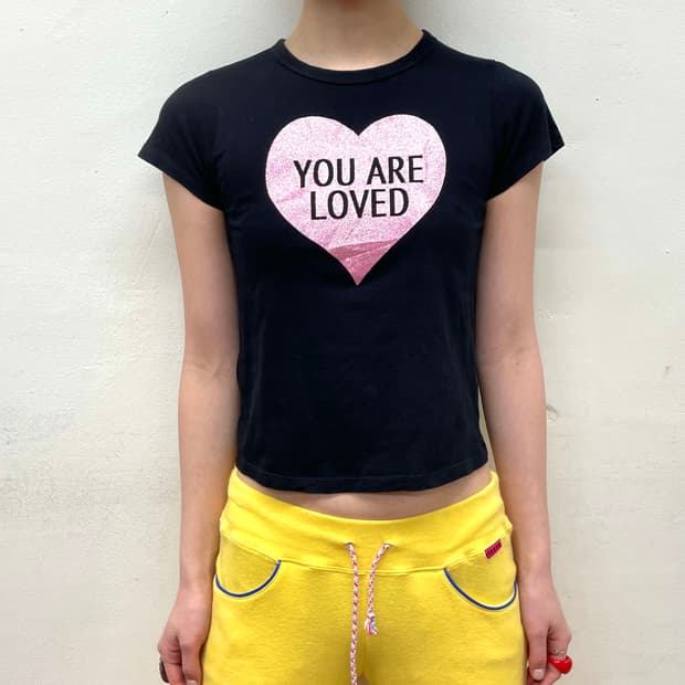 Glossy pink heart T-shirt