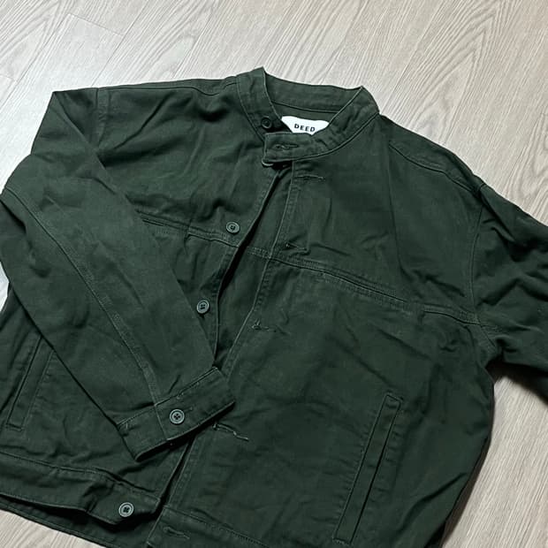 [새상품] 오버핏 카키 차이나카라 청자켓