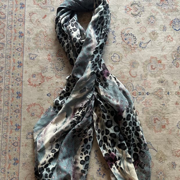 Vintage blue leopard scarf