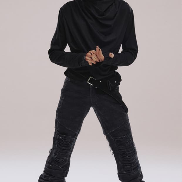 레씨토 Avant-garde Drape Hood_[Black]