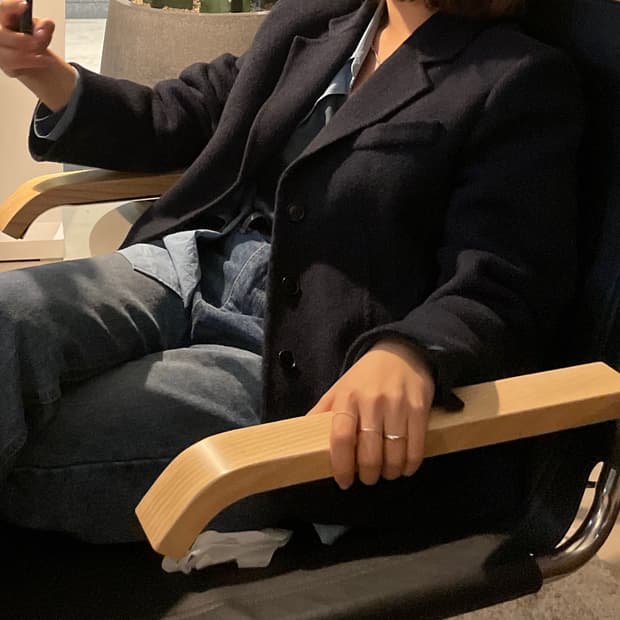 네이비 쓰리버튼 울 자켓