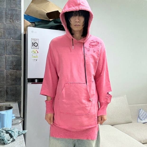 디젤 디스트로이드  핑크 롱 후디