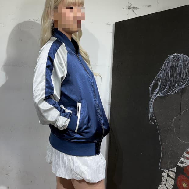 Jpn 일본 빈티지 리버시블 양면 스카잔 사틴 스카쟌 M