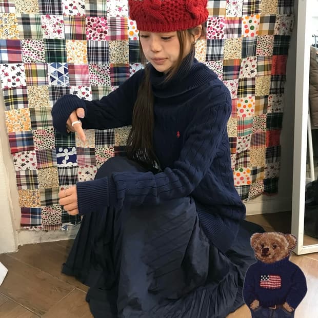 🐻💙 폴로 랄프로렌 네이비 케이블 터틀넥 니트 💙🐻